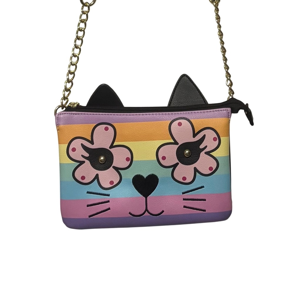 Luv Betsey by Betsey Johnson Rainbow Cat Face Crossbody Bag Pink Star Eys